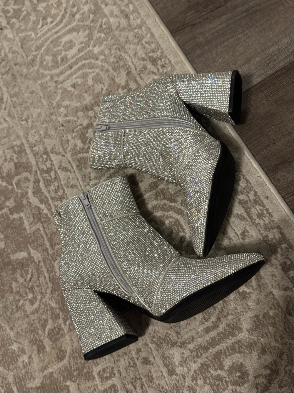 Never worn! Rhinestone Block Heel Ankle Boots - Picture 11 of 11